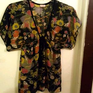 Julie's Closet black Boho floral kimono top